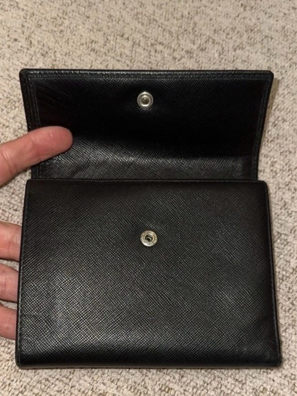 Prada Black Saffiano Leather Shoulder Wallet with Silver Chain - Picture 2 of 8